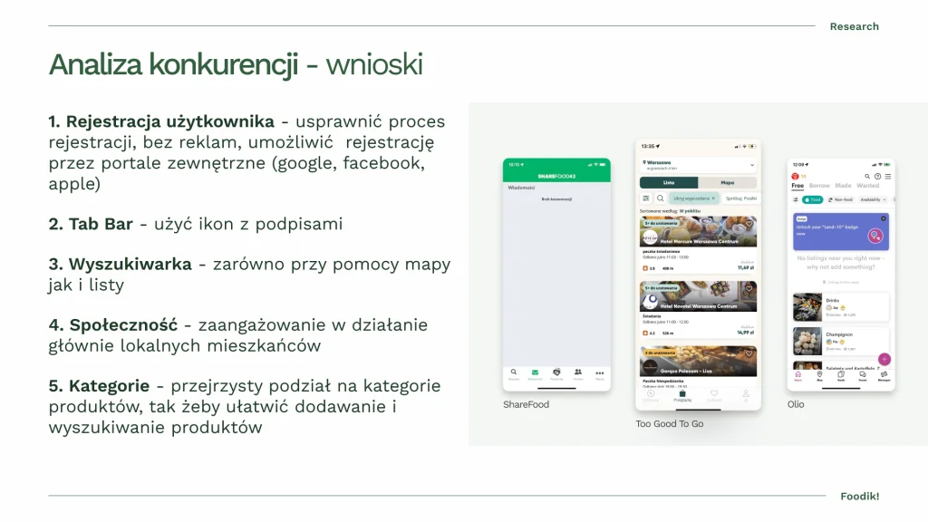 Analiza konkurencyjnych aplikacji i wnioski dla interfejsu Foodika