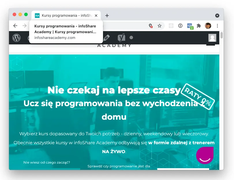 Tytuł strony infoShare Academy widoczny na zakładce przeglądarki