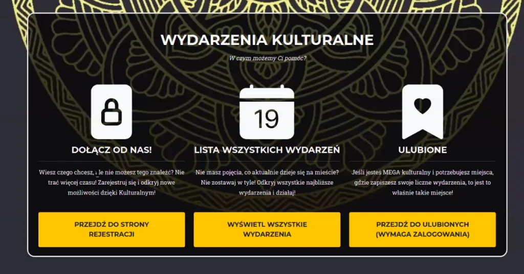 Lista wydarzeń w aplikacji Kulturalni