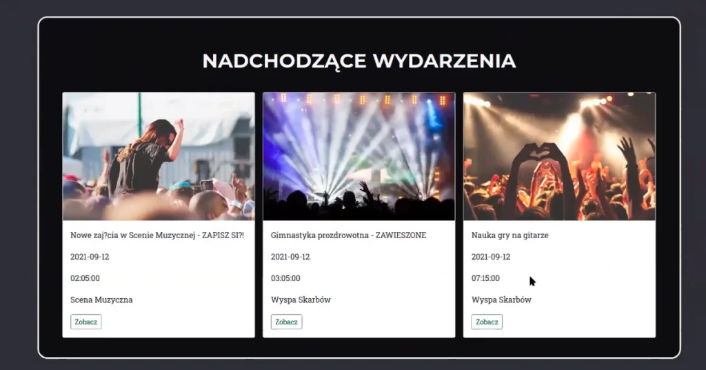 Szczegóły wydarzenia kulturalnego z miejscem i czasem trwania