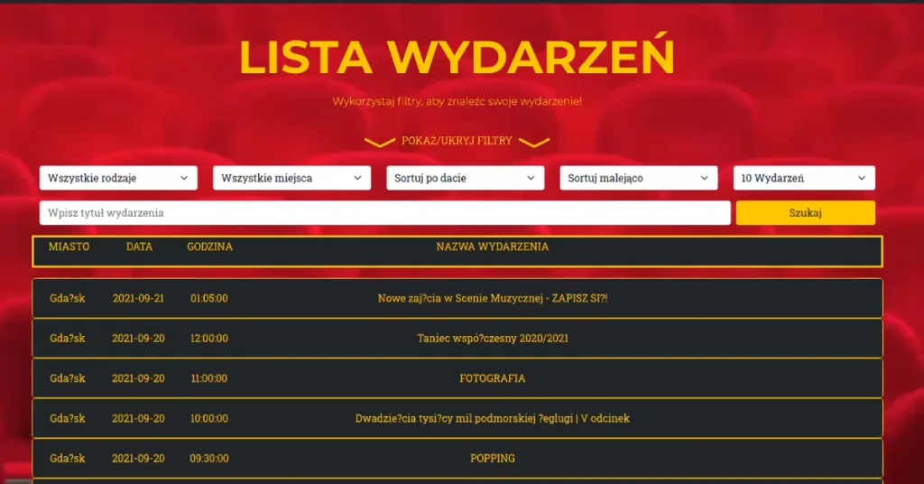 Aplikacja Kulturalni prezentująca wydarzenia kulturalne