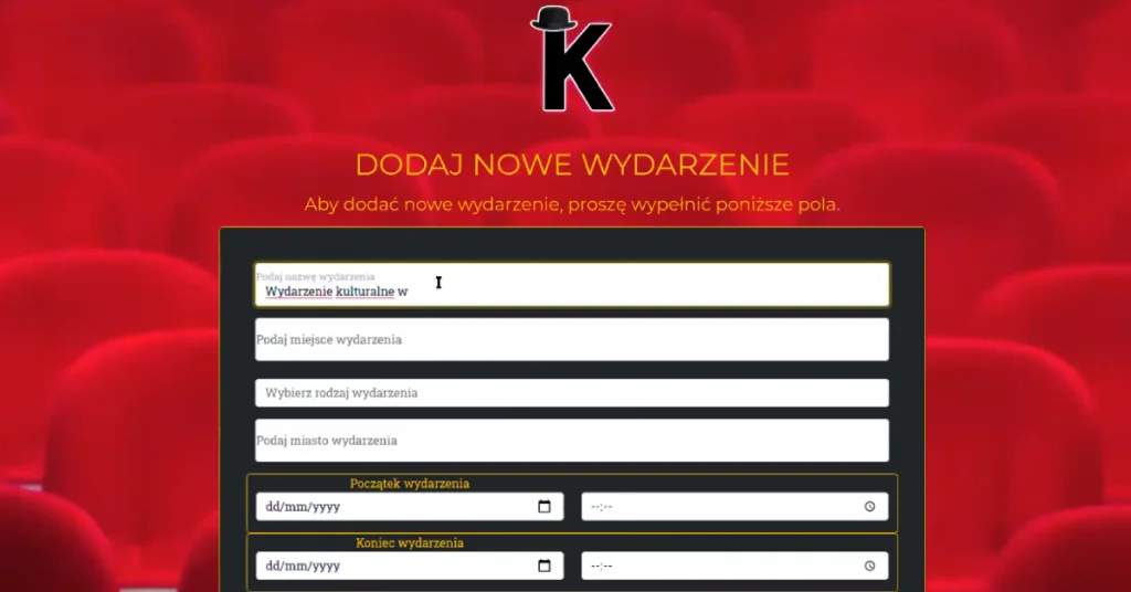Lista ulubionych wydarzeń użytkownika