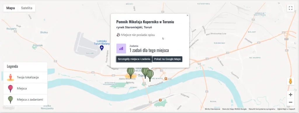 Mapa z zadaniami do wykonania w mieście