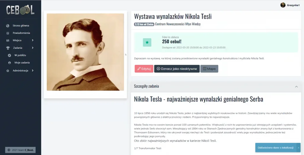 Wybór typu zadania przy jego tworzeniu