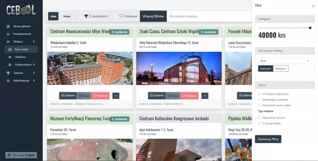 Popup z mapą wskazującą wybrane miejsce