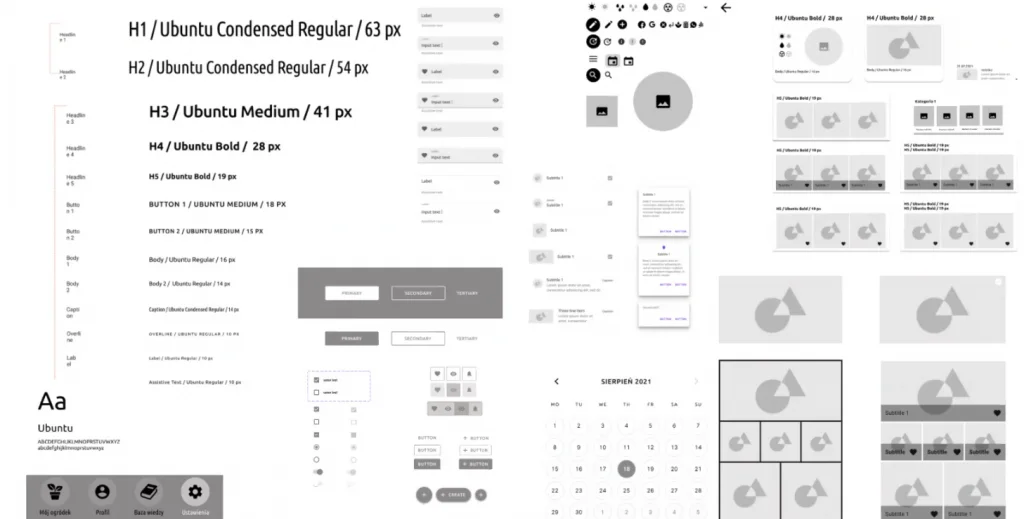 Komponenty design systemu aplikacji Plantventure